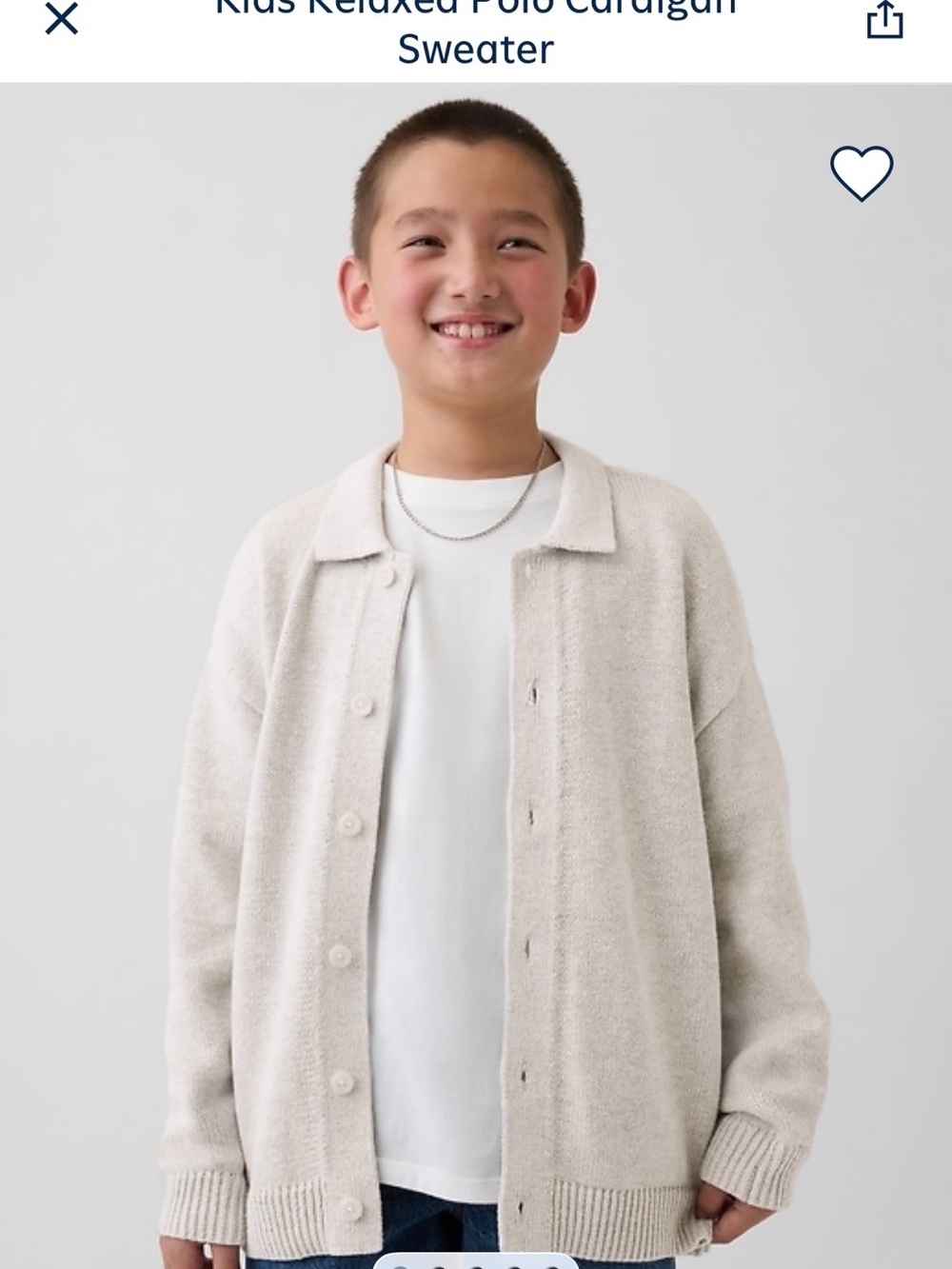 GAP Kids Cream Polo-Style Button Cardigan